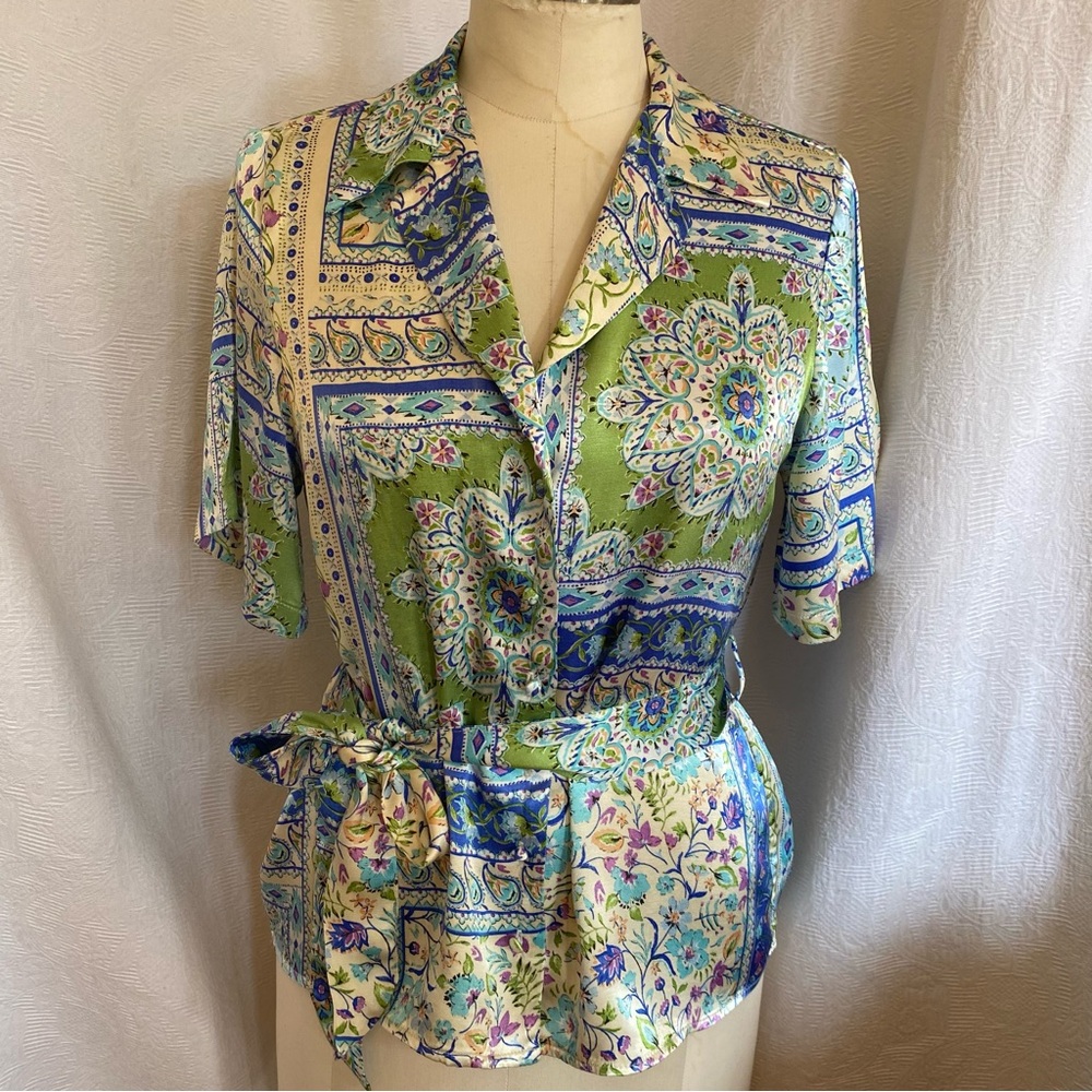 Zara M/L blouse/jacket short sleeved viscose print